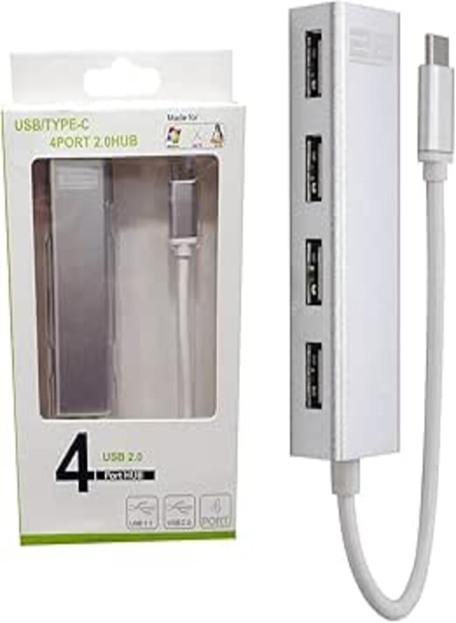 2B Male to 4 Port 2.0 Hub, Us418 for Type-C Computers and Laptop